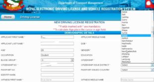 Online driving registration in Nepal