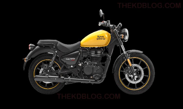 Royal Enfield meteor 350 yellow and black color bike